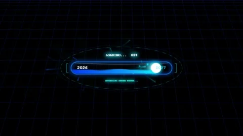 Futuristic digital progress bar loading screen showing transition between y.. Stockbeeldmateriaal 343820849