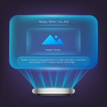 Futuristic Digital Projector Interface for AI Image Presentation イラスト素材
