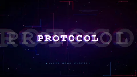 Futuristic Digital Protocol Interface with Glowing Text and Abstract Circuit Stock Footage 336773907