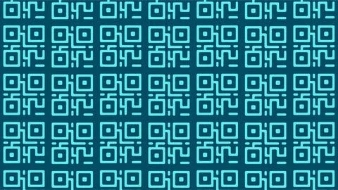 Futuristic digital QR code seamless pattern background with glowing cyan line Stock Illustration