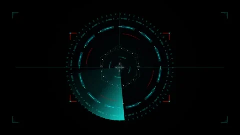 Futuristic digital radar hud interface scanning animation with glowing cyan.. Stock Footage 337564937