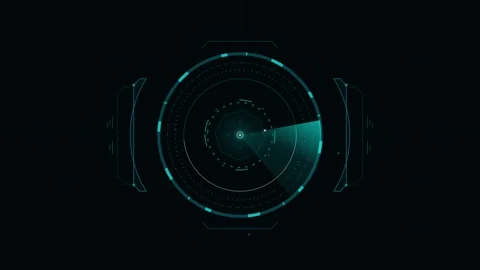 Futuristic digital radar hud interface with scanning motion for sci-fi tech.. Stock Footage 337564982