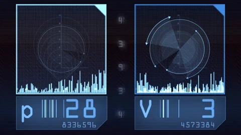 Futuristic Digital Radar Interface Data Stream Stockbeeldmateriaal 323365021