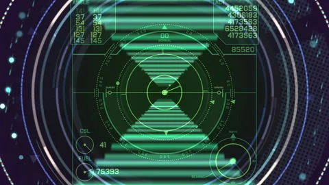 Futuristic Digital Radar Interface With Neon Green Holographic Target Grid Stock Footage 323185110
