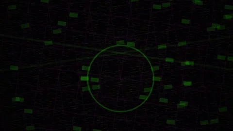 Futuristic Digital Radar Interface with Scanning Data and HUD Elements. Stock Footage 341806851