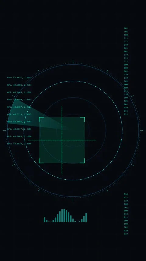 Futuristic Digital Radar Interface with Scanning HUD Elements Stock Footage 346207417