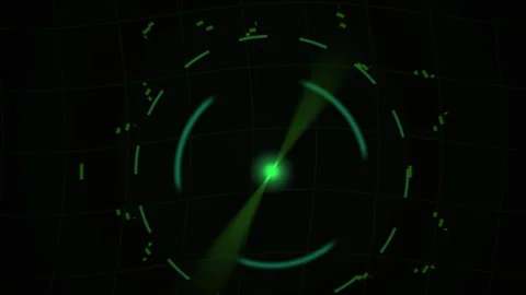 Futuristic Digital Radar Scanning Interface with Glowing Green Light Beams. Stock Footage 340525848