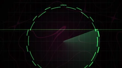Futuristic Digital Radar Scanning Interface with Rotating Green Sweep. Stock Footage 340525868