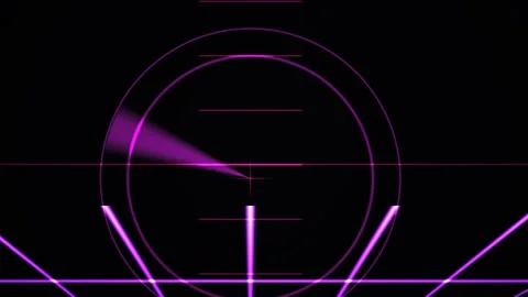 Futuristic Digital Radar Scanning Interface with Neon Purple HUD Elements. Stock Footage 341806649