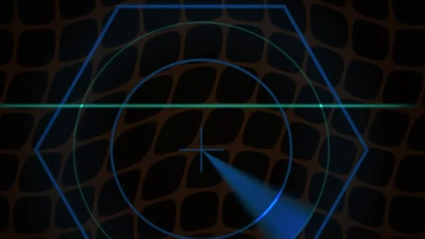 Futuristic Digital Radar Scanning Interface with Rotating Beam and Hexagona.. Stock Footage 341806669