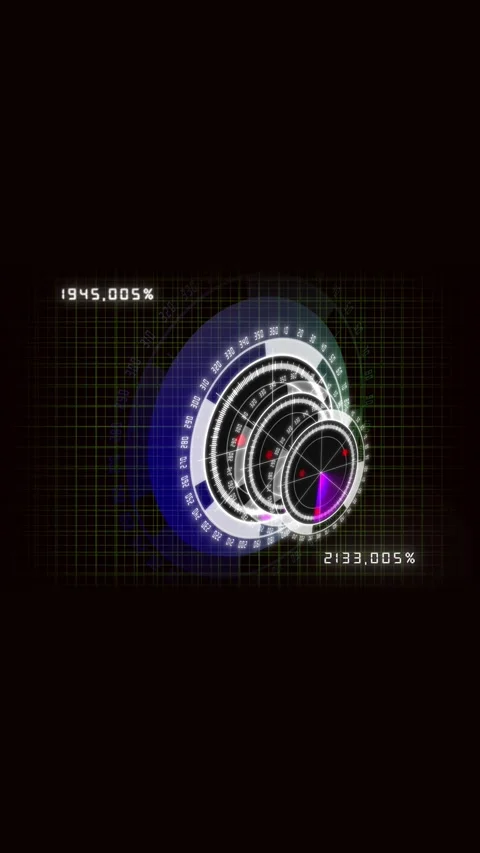 Futuristic digital radar screen with data visualization and grid background.. Stock Footage 321631170