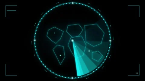 Futuristic digital radar screen displaying multiple targets with glowing cy.. 動画素材 335826675