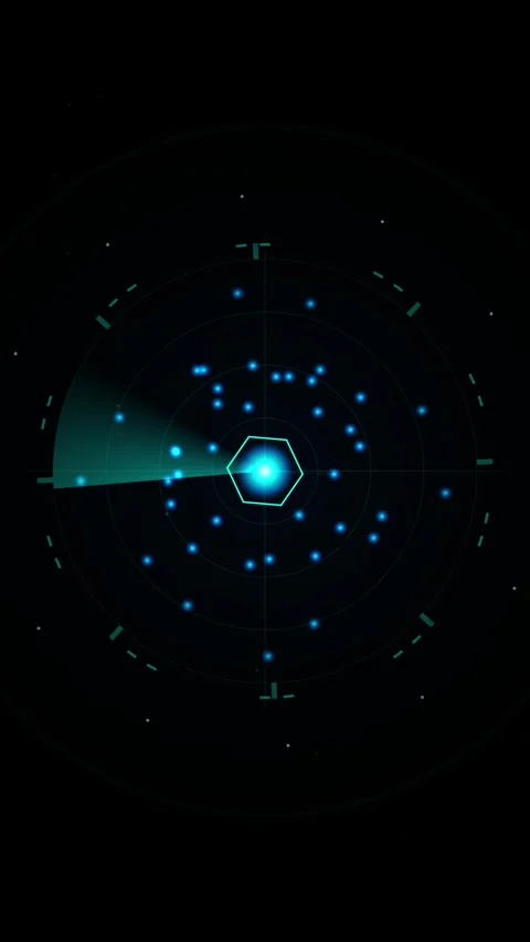 Futuristic Digital Radar Screen with Scanning Motion and Glowing Data Points Stock Footage 346202766