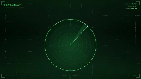 Futuristic Digital Radar Screen with Scanning Interface and Target Tracking on Stock Footage 346217750