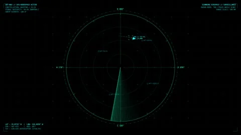Futuristic digital radar screen scanning for targets. High tech hud interfa.. Stock Footage 346616940
