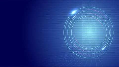 Futuristic Digital Rings and Binary Code Stream Stock Illustration