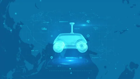 Futuristic Digital Robot on Global Map with Technology Interface Background Stock-Footage 342718584