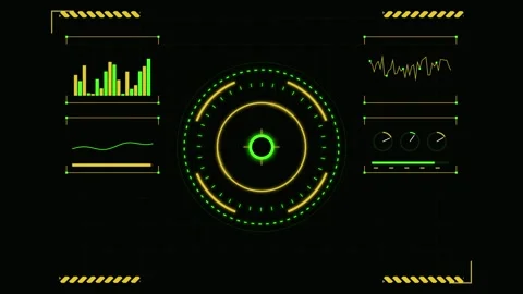 Futuristic digital scanner interface with glowing circular radar screen dat.. Stock-Footage 342440214