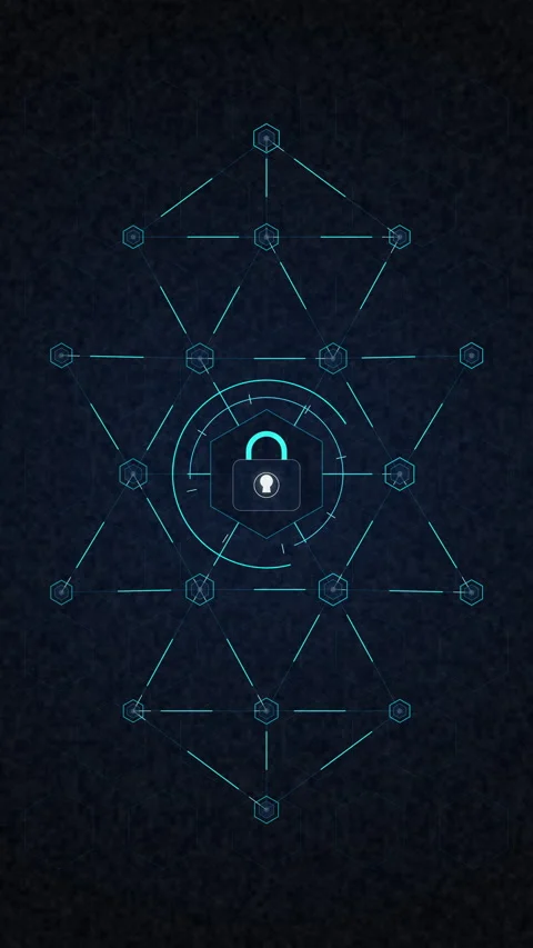 Futuristic digital security hud lock interface animation loop Stock Footage 347568134