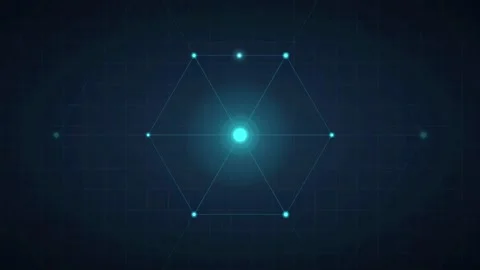 Futuristic Digital Security Interface with Hexagonal Grid and Red Intrusion Stock Footage 341830187