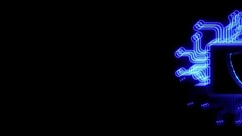 Futuristic digital security shield icon on a circuit board. glowing cyber s.. Stock Footage 293486432