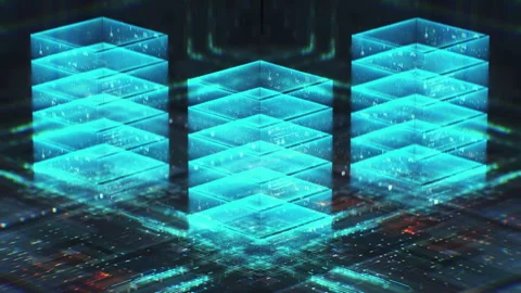 Futuristic Digital Server Background Animation in Cyber Network Storage Stock Footage 339209381