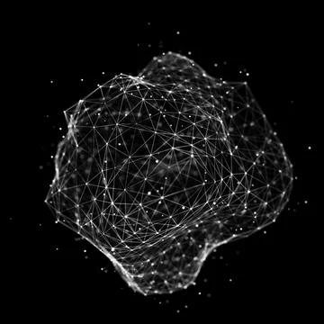 Futuristic digital shape from dots and lines. Network connection structure. B Stock Illustration