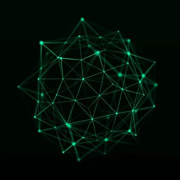 Futuristic digital shape from dots and lines. Network connection structure. B Illustrazione stock