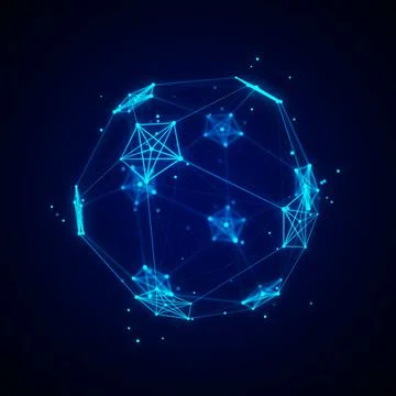 Futuristic digital shape from dots and lines. Network connection structure... Stock Illustration