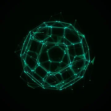 Futuristic digital shape from dots and lines. Network connection structure... Stock Illustration