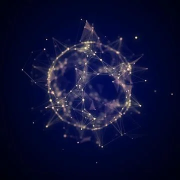 Futuristic digital shape from dots and lines. Network connection structure. B 스톡 일러스트
