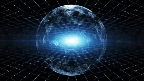 Futuristic digital shiny glow looping sphere cyberspace Vídeos de archivo 337661078