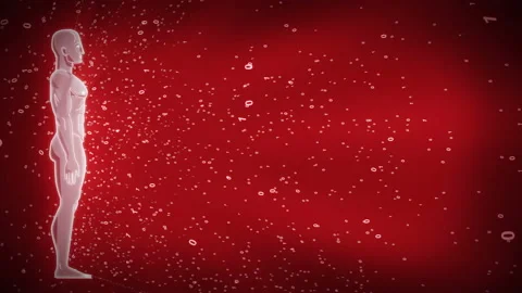 Futuristic Digital Side View Human Male Proportions Monochrome Red Abstract Stock-Footage 115084274