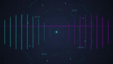Futuristic Digital Sound Waveform Visualization with Neon Lights and HUD El.. Stock-Footage 348794820