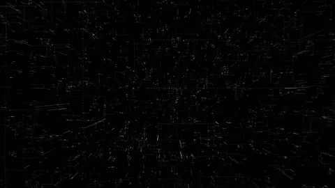 Futuristic digital space filled with glowing lines and geometric Stock Footage 328449089