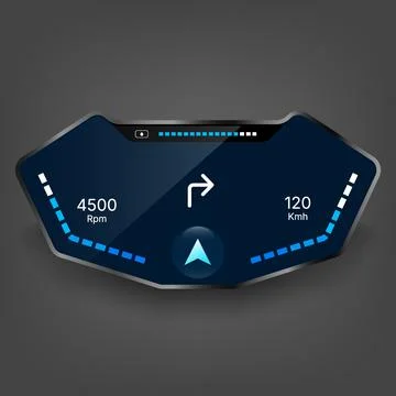 Futuristic Digital Speedometer Navigation Dashboard Interface Design Stock Illustration