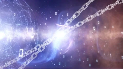 Futuristic digital sphere with chains animation Stock Footage 338306960