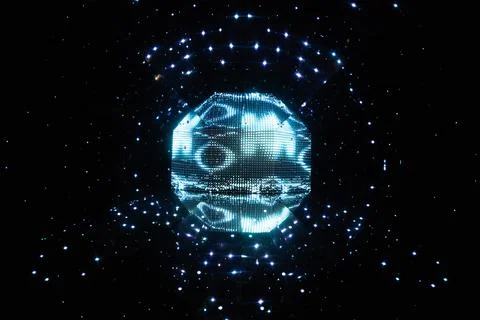 Futuristic digital sphere with glowing network particles Stock Illustration