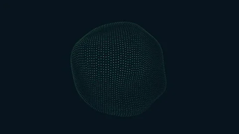 Futuristic digital sphere made of glowing data particles on dark background Stockbeeldmateriaal 334138575