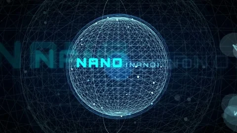 Futuristic Digital Sphere with Nano Decentralized Digital Currency Text on Dark Stock Footage 336775465