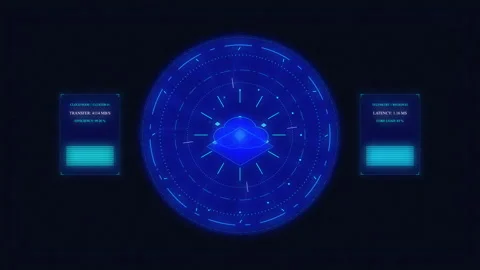Futuristic digital sphere radar interface with scanning technology data flow 動画素材 347568120