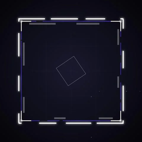 Futuristic Digital Square Border Frame with Glowing Neon Lines on Dark Back.. Stock Footage 346284159
