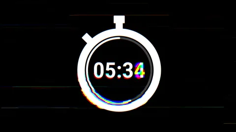 Futuristic Digital Stopwatch 10 second countdown Timer Animation with RGB Glitch Stock Footage 325019934
