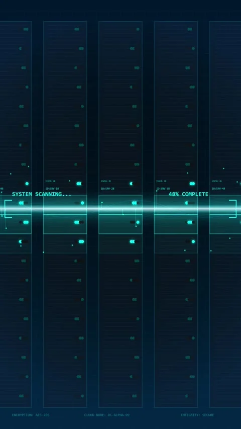Futuristic Digital System Scanning Interface with Data Processing HUD Stock Footage 346197704