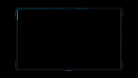 Futuristic digital tablet hud overlay with glowing neon ui and data interface Stock Footage 344858129
