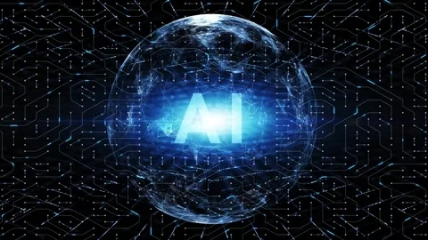 Futuristic digital tech AI cyberspace network sphere loop animation Stock Footage 341833037