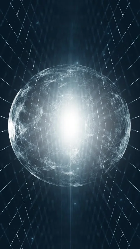Futuristic digital tech sphere loop rotation background Video stock 341604597