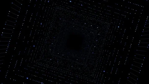 Futuristic digital tech tunnel lines and dots on black background Stock Footage 347686615