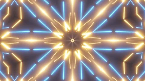 Futuristic digital technological abstract bright kaleidoscope with luminous Illustrazione stock