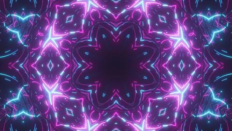 Futuristic digital technological abstract bright kaleidoscope with luminous i Foto stock